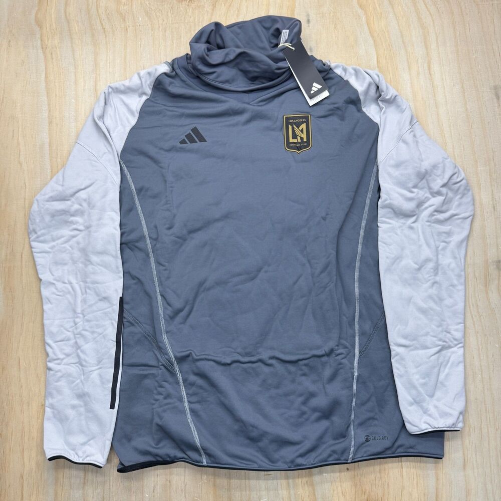 NEW LAFC adidas Warm Raglan COLD.RDY Top Fleece Sweatshirt Gray Sz 3XL